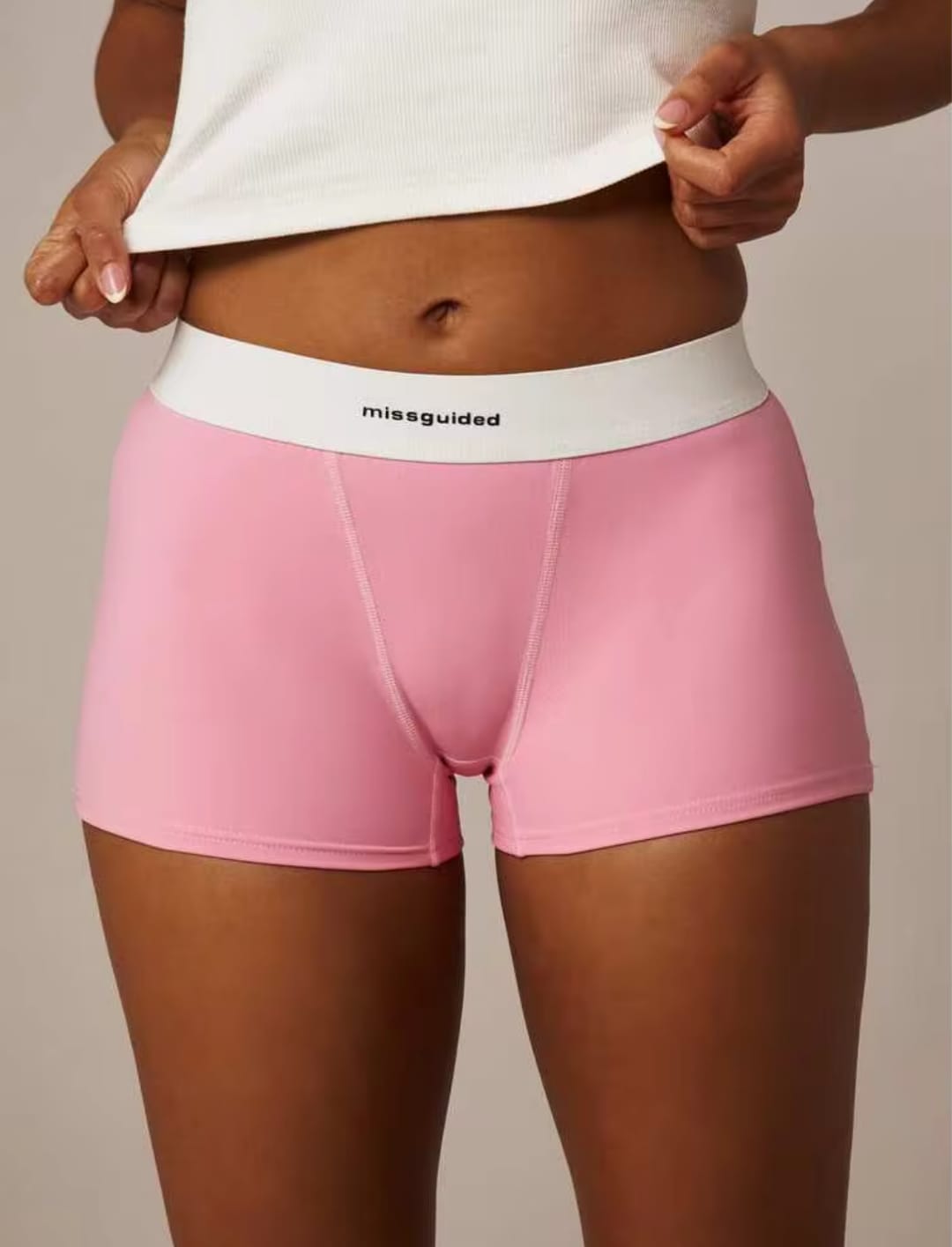 Missguided Women's Light Grey Marl Branded Band Boxer Shorts / Boybriefs